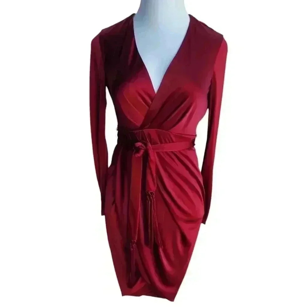 Altuzarra for Target burgundy satin tulip-skirt dress size 2